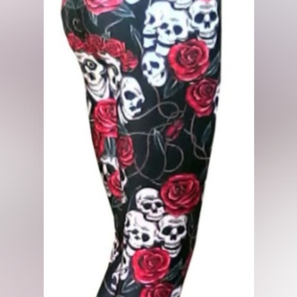 Leggings | Red Roses and Skulls | - Picture 3 of 4
